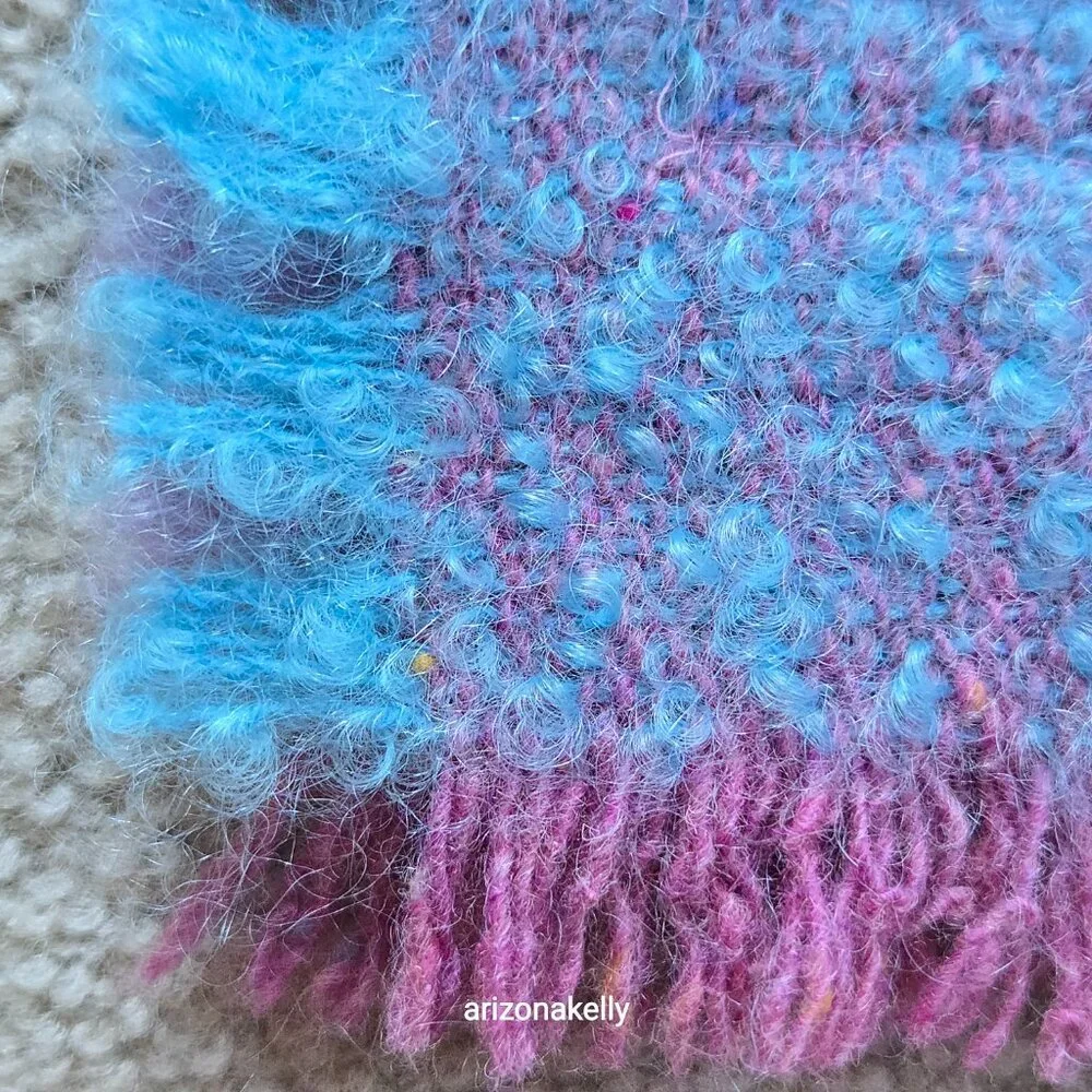 NWOT Wool & Mohair Curly Scarf Avoca Purple Turquoise